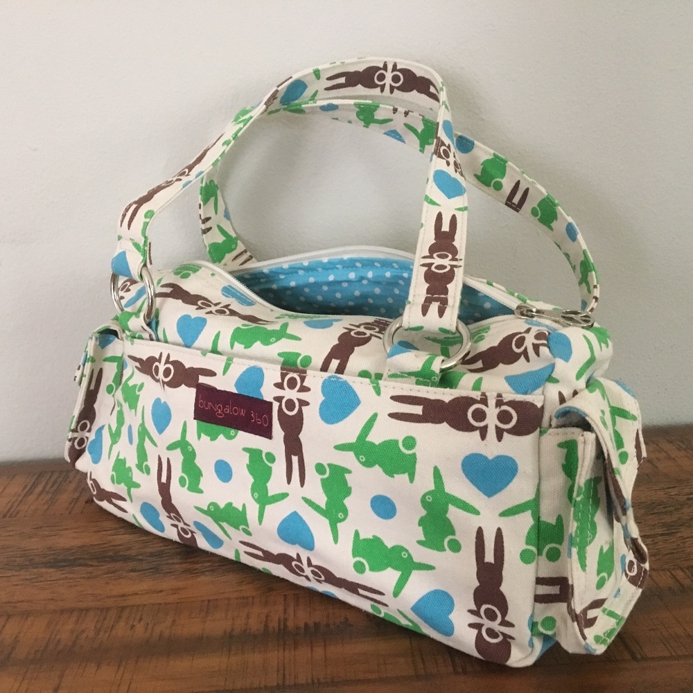 Bungalow 360 Canvas Satchel/Makeup Bag- Rabbit